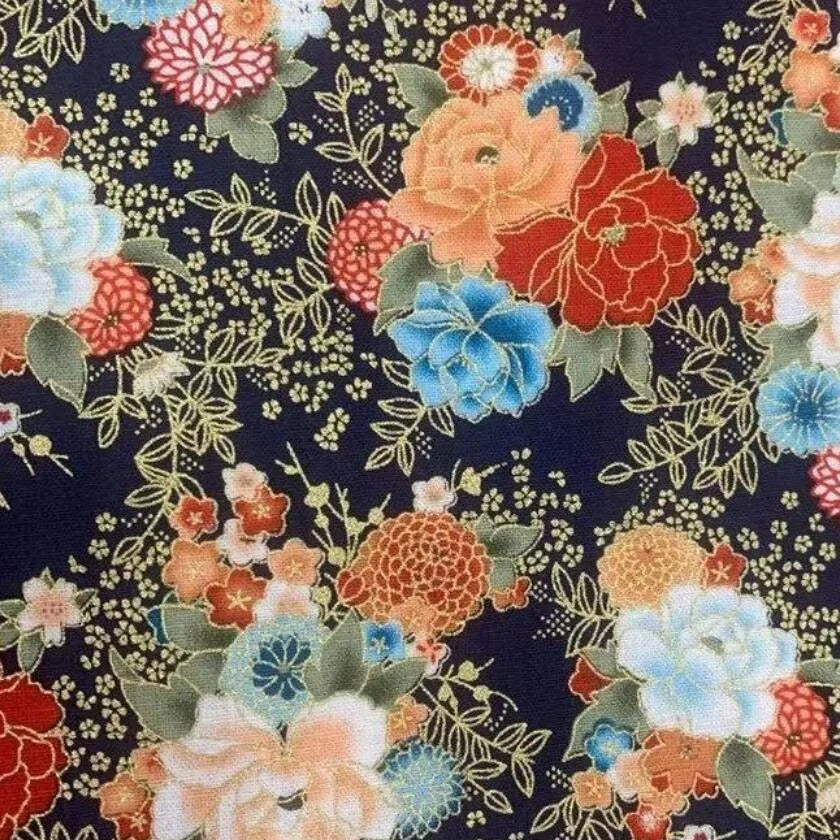 Japanese Style Kimono Bronzed Cotton Fabric