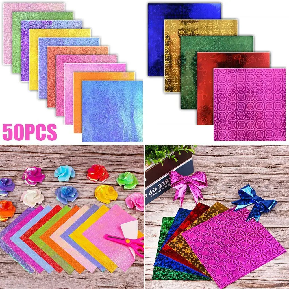 50Pcs 15cm Square Paper Multicolor Scrapbooking Cardstock