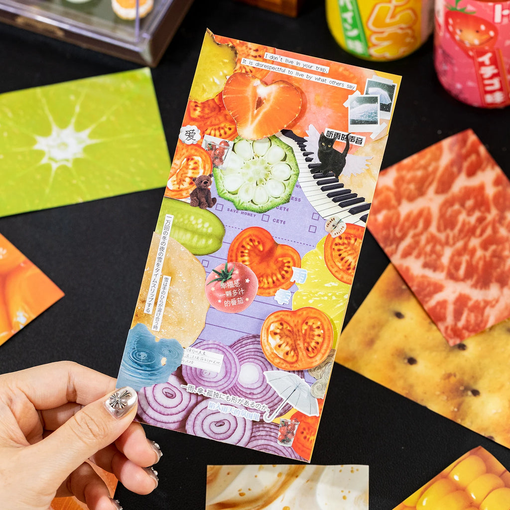 50sheets Memo Material Retro Food Pattern Craft Paper
