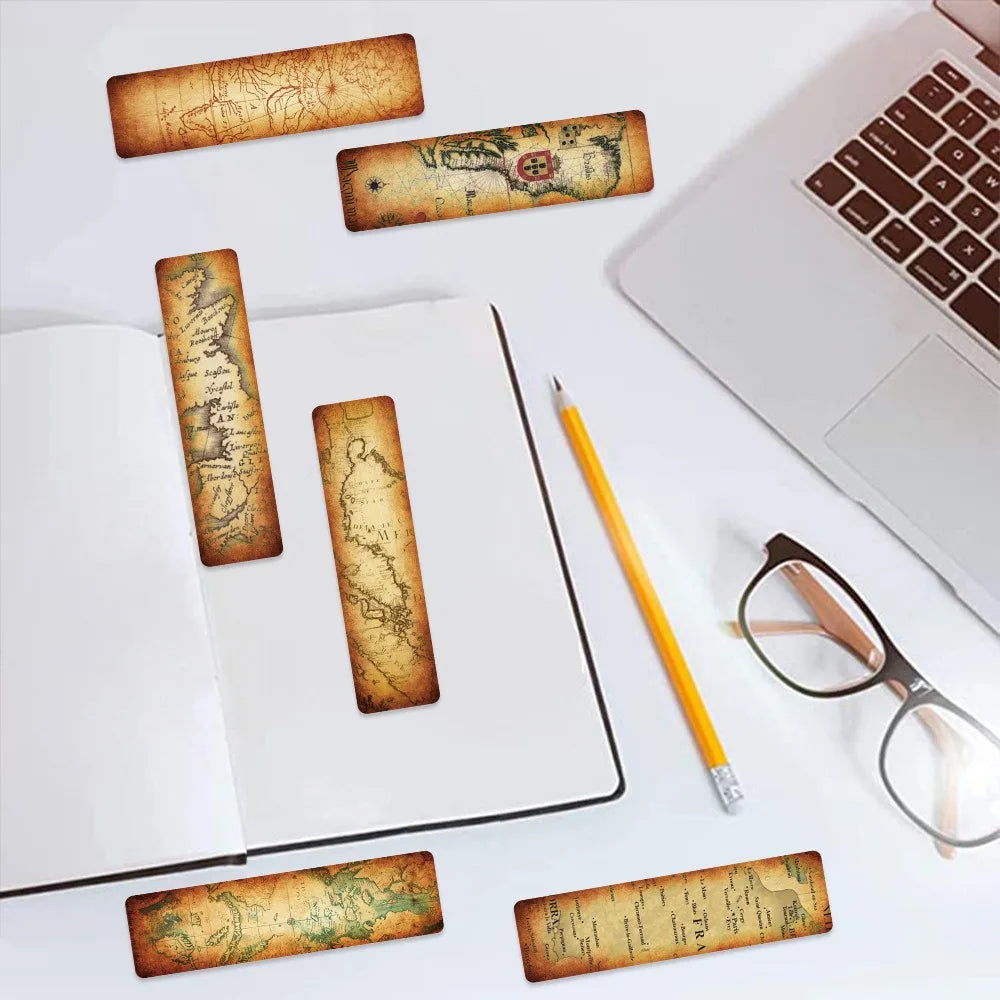 30pcs Kraft Paper Retro Map Reading Cardstock 4x15cm