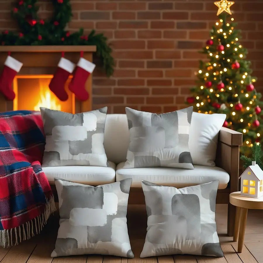4-Piece Modern Minimalist Square Pattern Pillow Covers