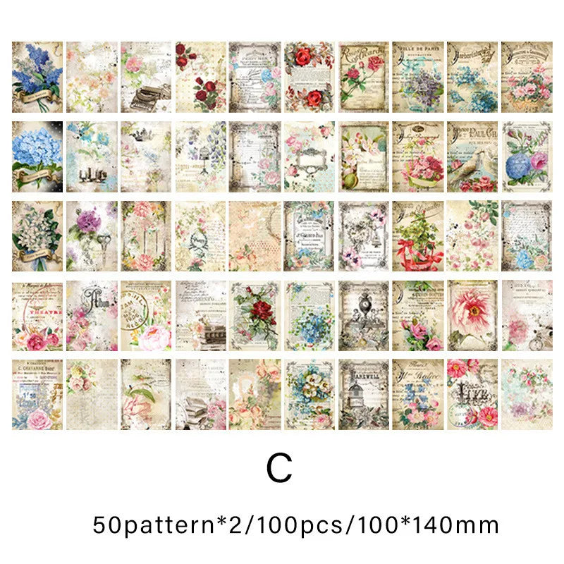 100pcs/pack Vintage Scrapbook Paper