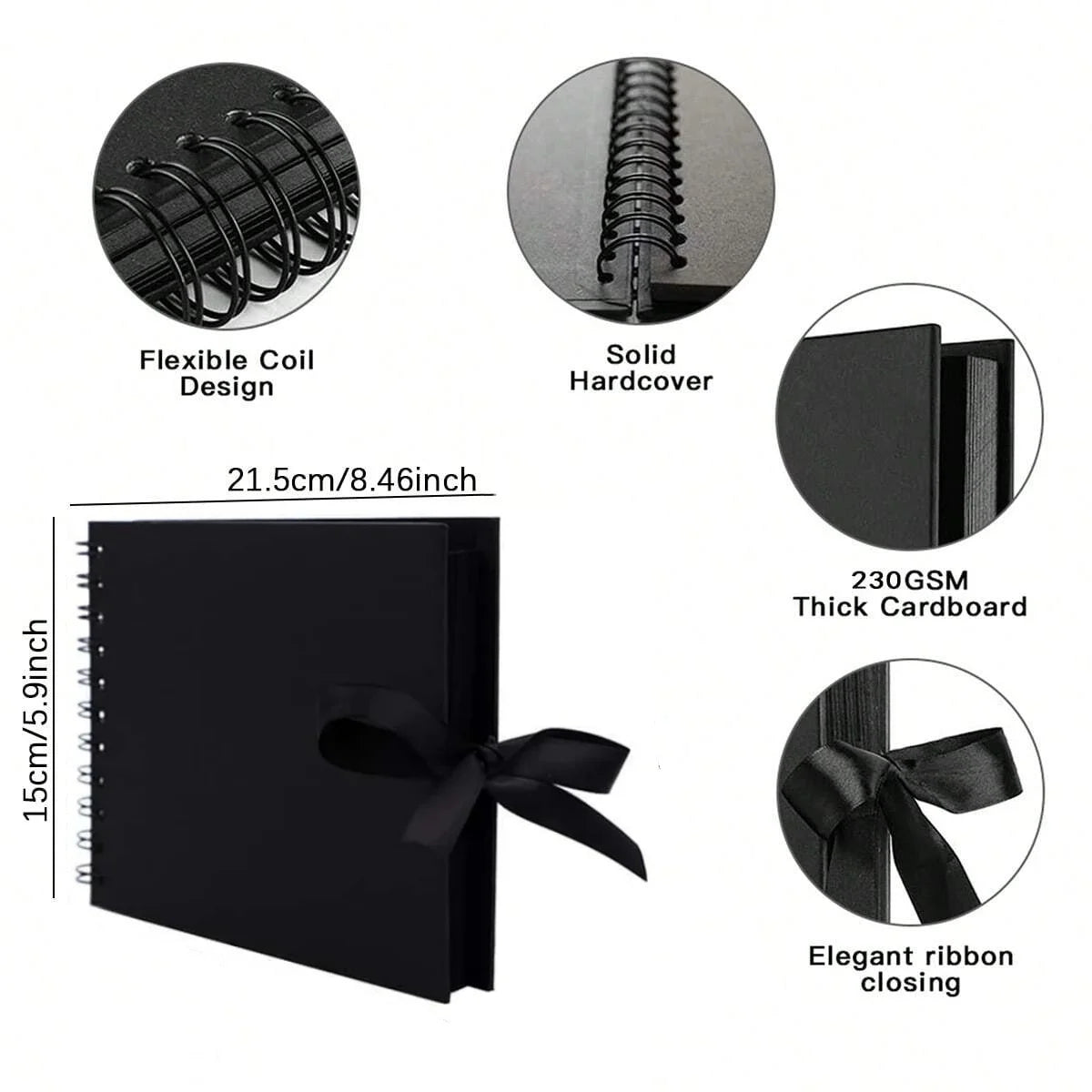 Scrapbook Album Black Pages Memory Books