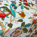Classic Floral and Bird Linen Cotton Printed Fabric