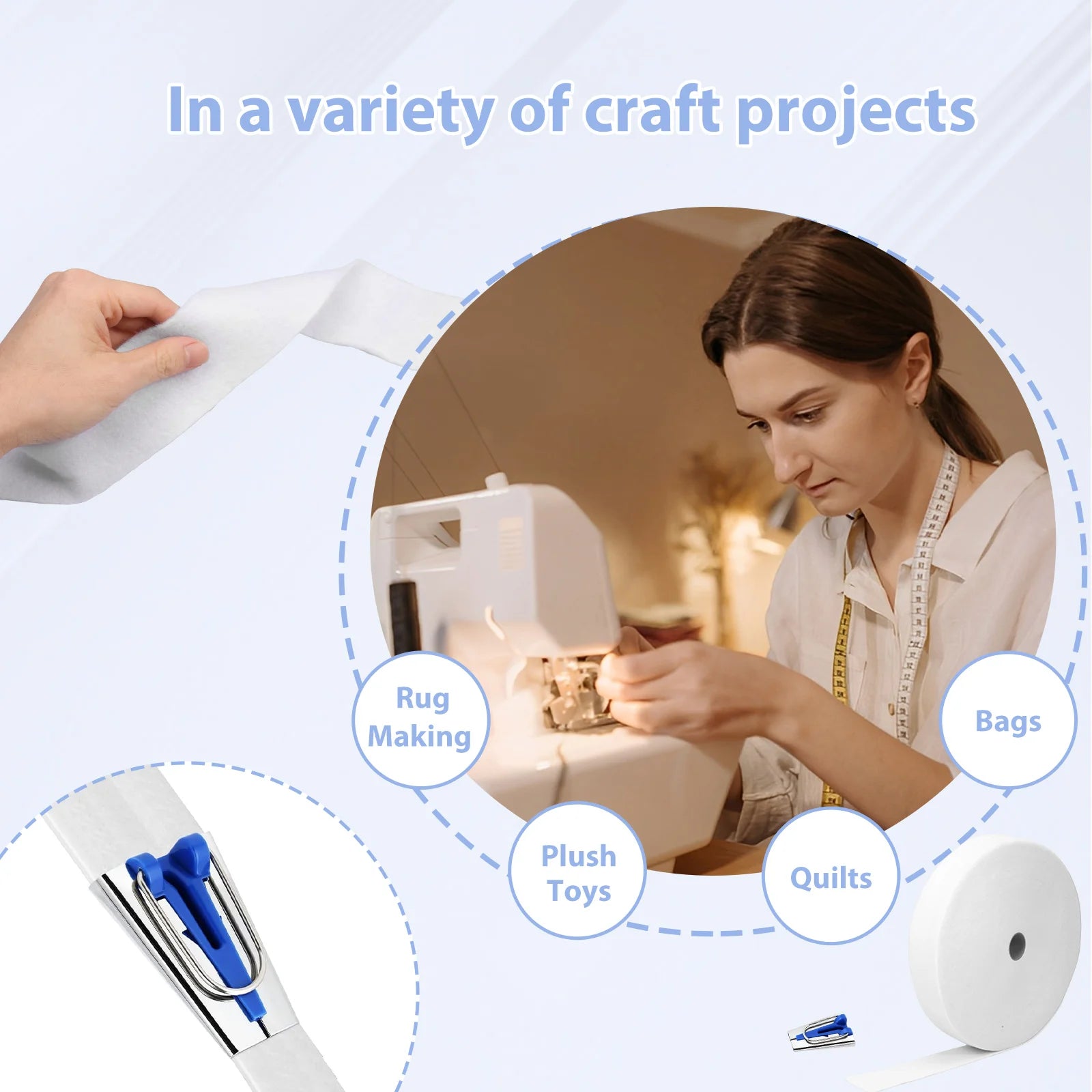 Jelly Roll Batting Strip Cotton Blend Fleece