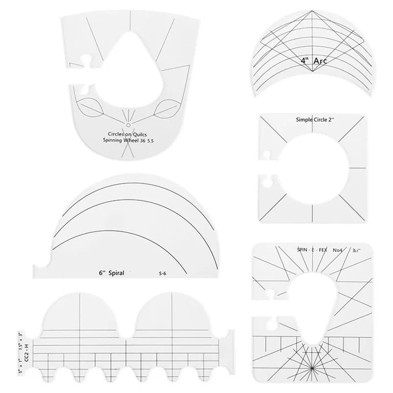 6pcs Multifunctional Patchwork Quilting Ruler Templates Set
