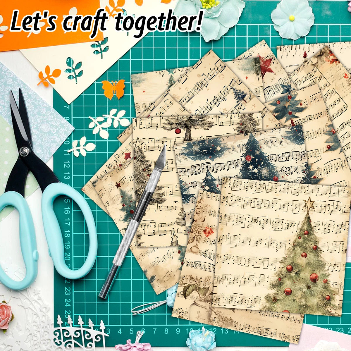 12pcs Vintage Christmas Scrapbook Paper