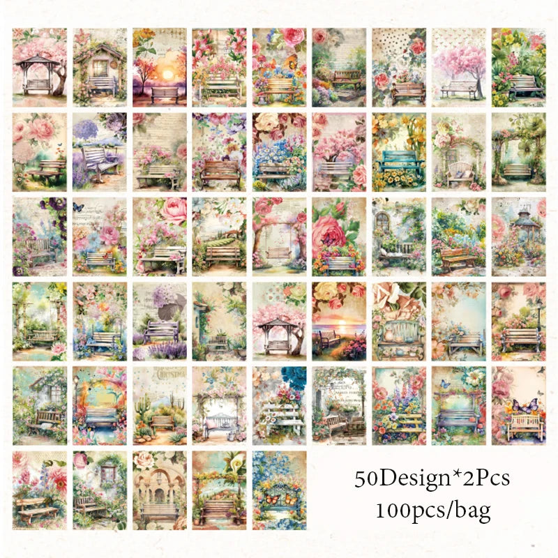4 styles 100pcs/pack garden whisper series material book