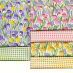 6 pcs Multi-Color Cotton Tulip Check Fabric