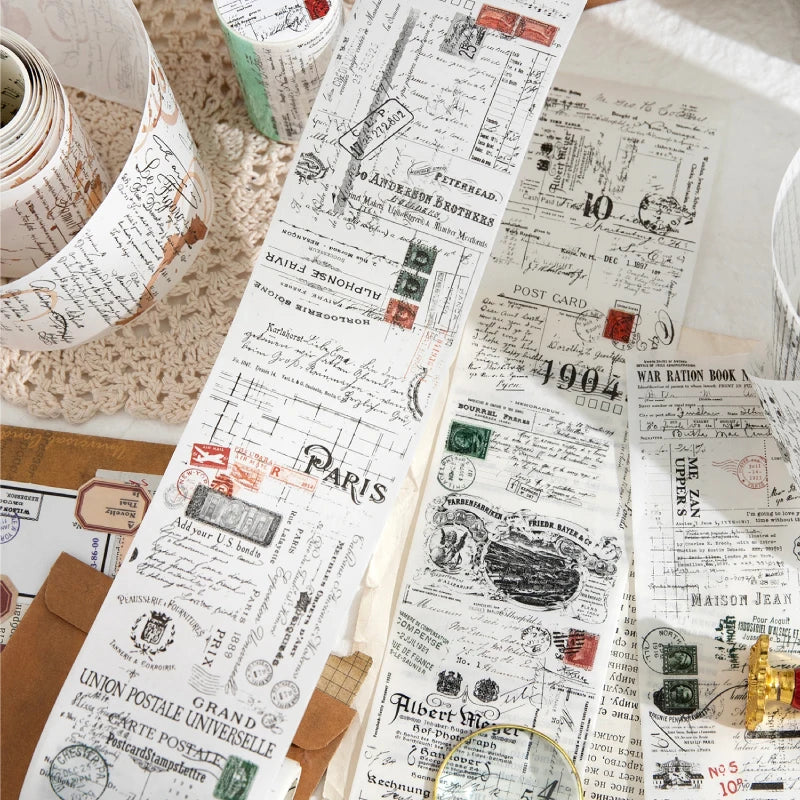70mm * 200cm/roll retro style text manuscript theme Washi tape