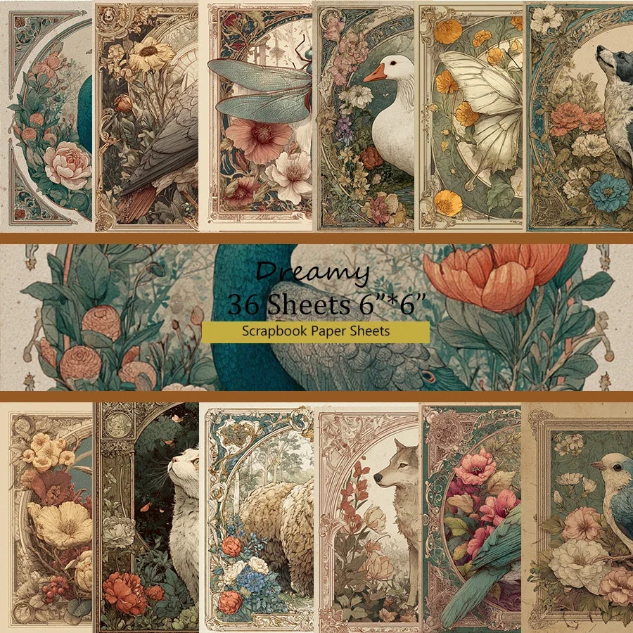 36 Sheets 6"x6" Decorative Scrapbook Paper