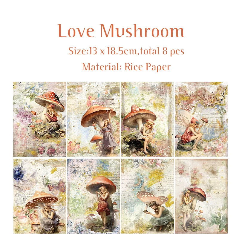 Rice Paper Original Design Scrapbook Mushroom Pattern