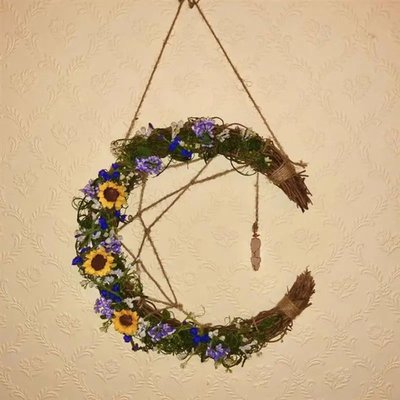 2pcs Vine Wreath Moon Shaped Rattan
