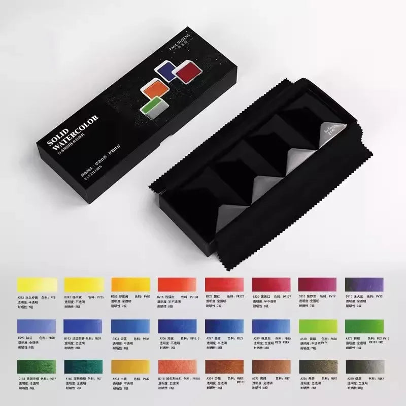 Paul Rubens Artist Solid Watercolor Paint Set 24 Colors