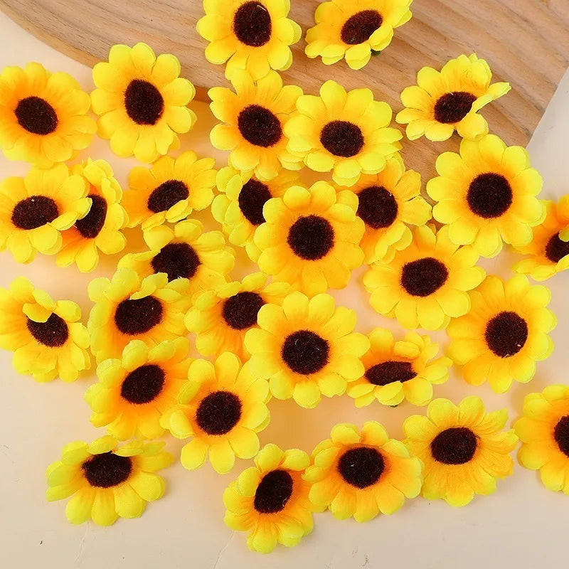 30-150Pcs Sunflower Artificial Flower Heads