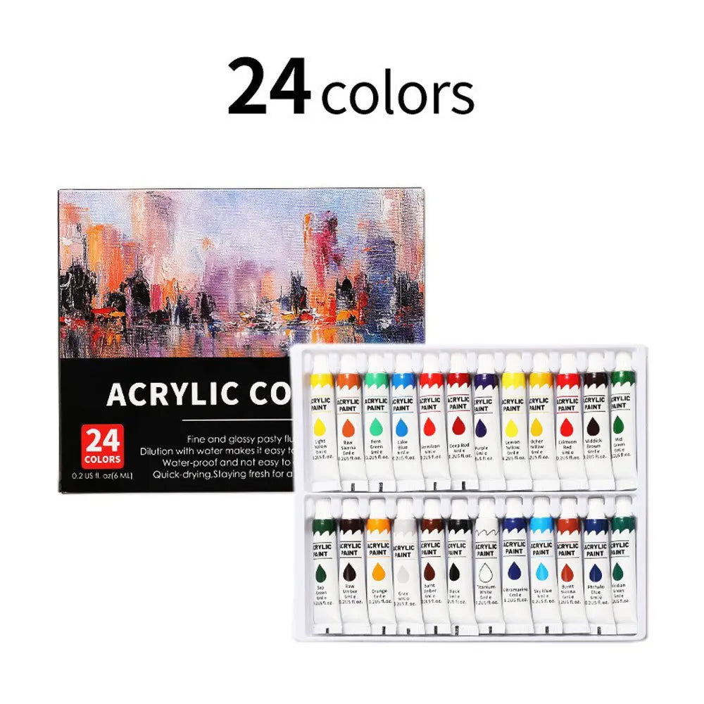 Acrylic Paints Set - 12/24 Colors 6ml Art Painting Kit