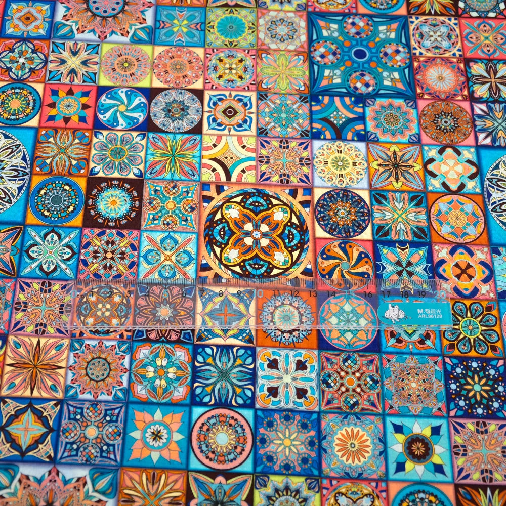 50x55/110cm Bohemian Style Motif, Quality Designer Cotton Fabrics