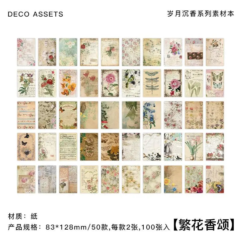 100 pcs material paper book Vintage Decorative Scrapbooking