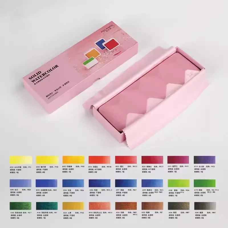 Paul Rubens Artist Solid Watercolor Paint Set 24 Colors