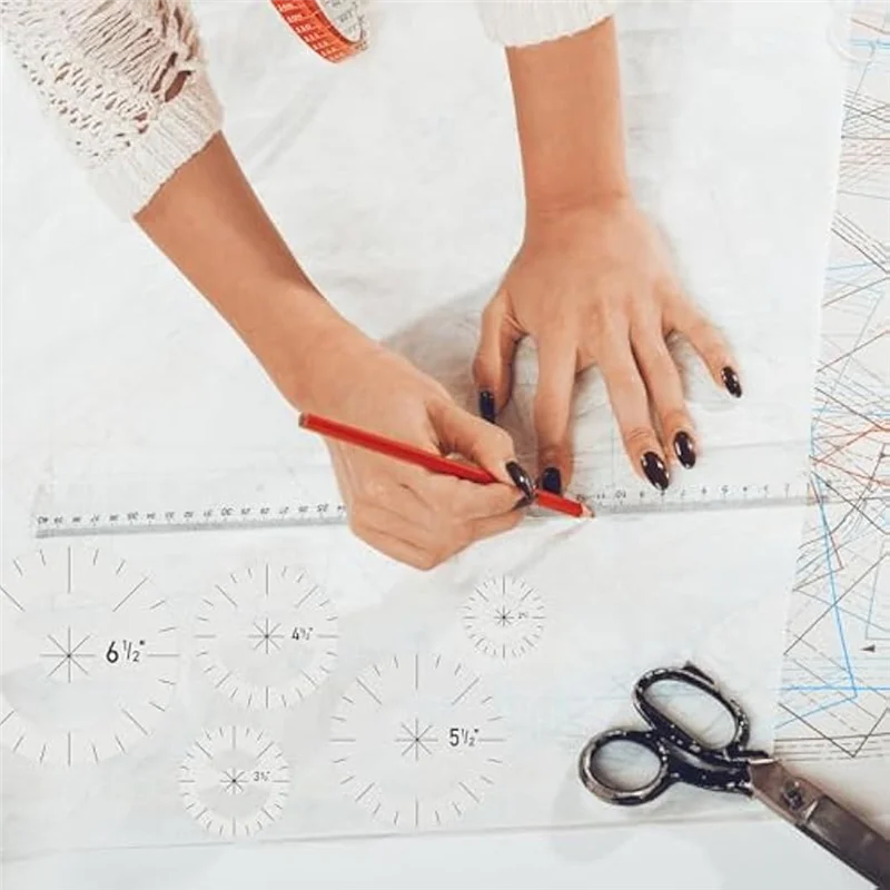 5Pcs Circle Ruler Quilting Template Set