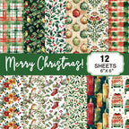 12 Sheets Christmas Scrapbook Paper Pad
