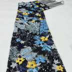 1 Yards 3D Embroidery Mesh Flower Sequin Fabric