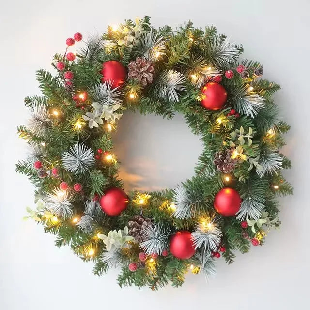 Elegant Red Christmas Wreath LED