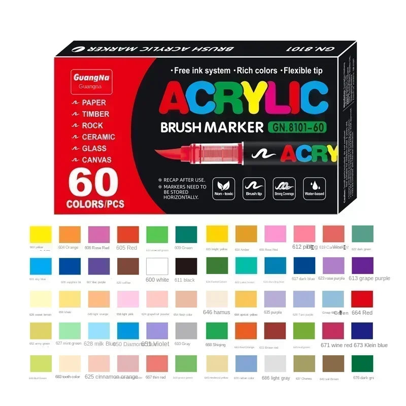 360/12 Colors Acrylic Paint Pens Markers Brush Tip