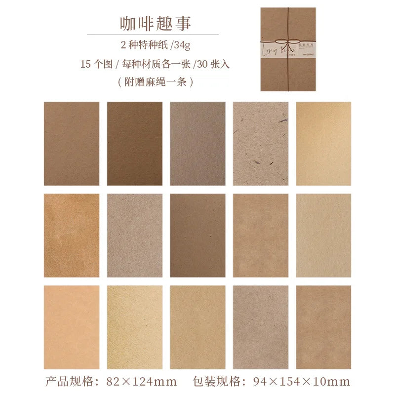 30 Sheets Colorful Texture Material Paper Junk Journal Planner Scrapbooking Paper DIY Craft Paper Background Pad Card Making