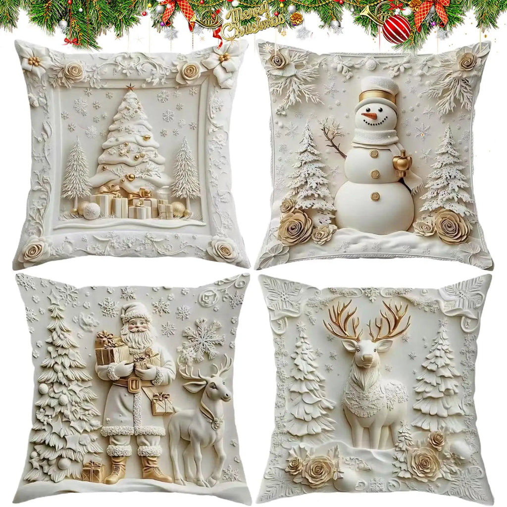 4 Pieces Christmas Pillow Covers 18x18 Inch