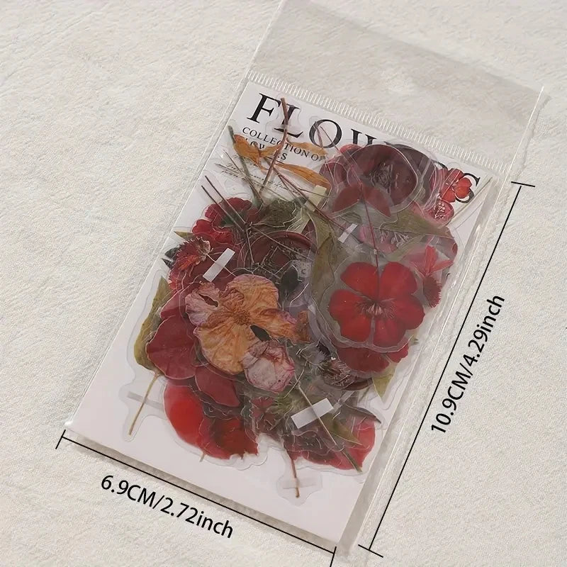40 pcs Dried Flower Collection Record PET Stickers