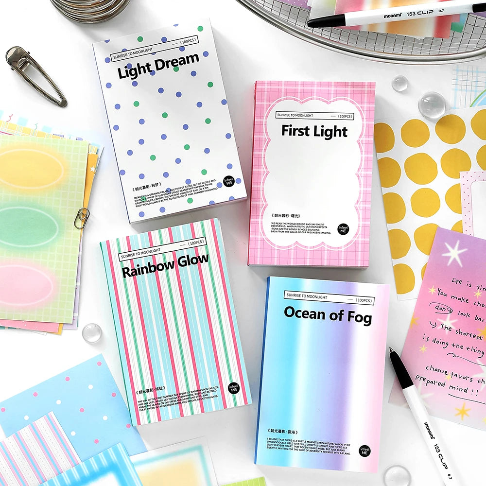 100 sheets Ins Simple Color Lines Message Scrapbooking Material