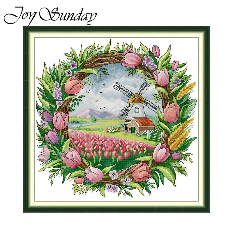 The Four Seasons Scenery Series in The Wreath Cross Stitch Kit