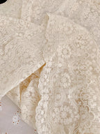 Ultra delicate apricot cotton mesh embroidery lace fabric