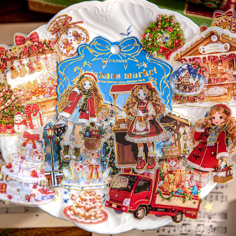 Mr. Paper 15pcs/bag Cute Christmas Series Large Sticker Pack