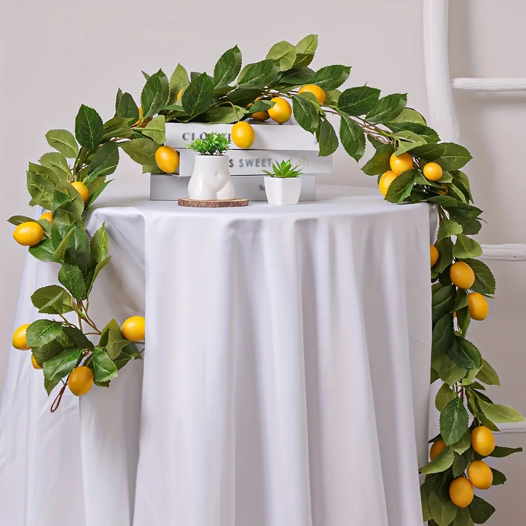 Artificial lemon wreath with green plants