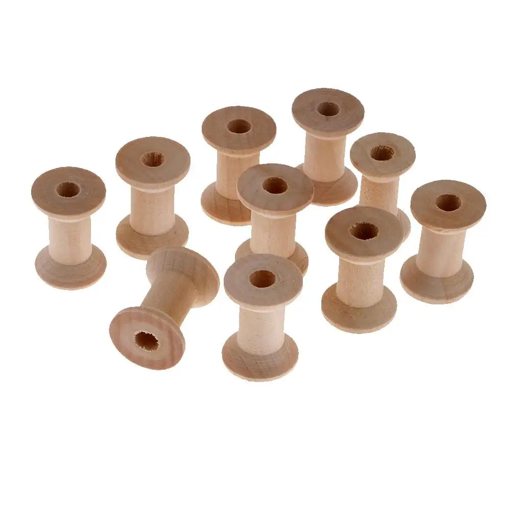10 Pieces Small Wooden Spools