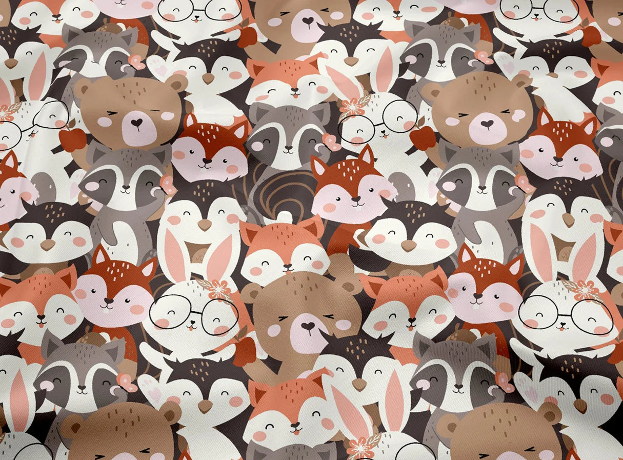 160*50cm Animal Babbit Fox Printed Cotton Fabric