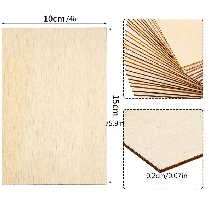 10pcs Unfinished rectangular wood panels