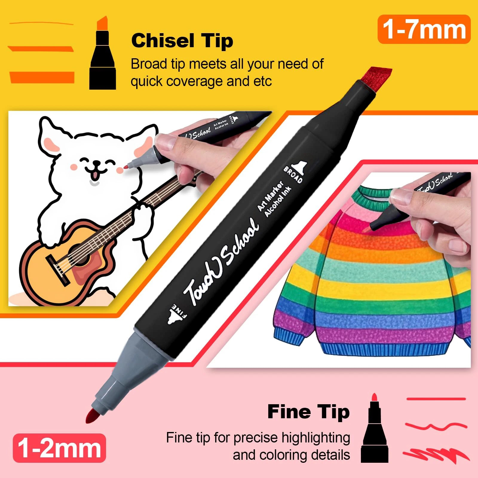Alcohol Markers Dual Brush Tip Permanent Art Markers Set