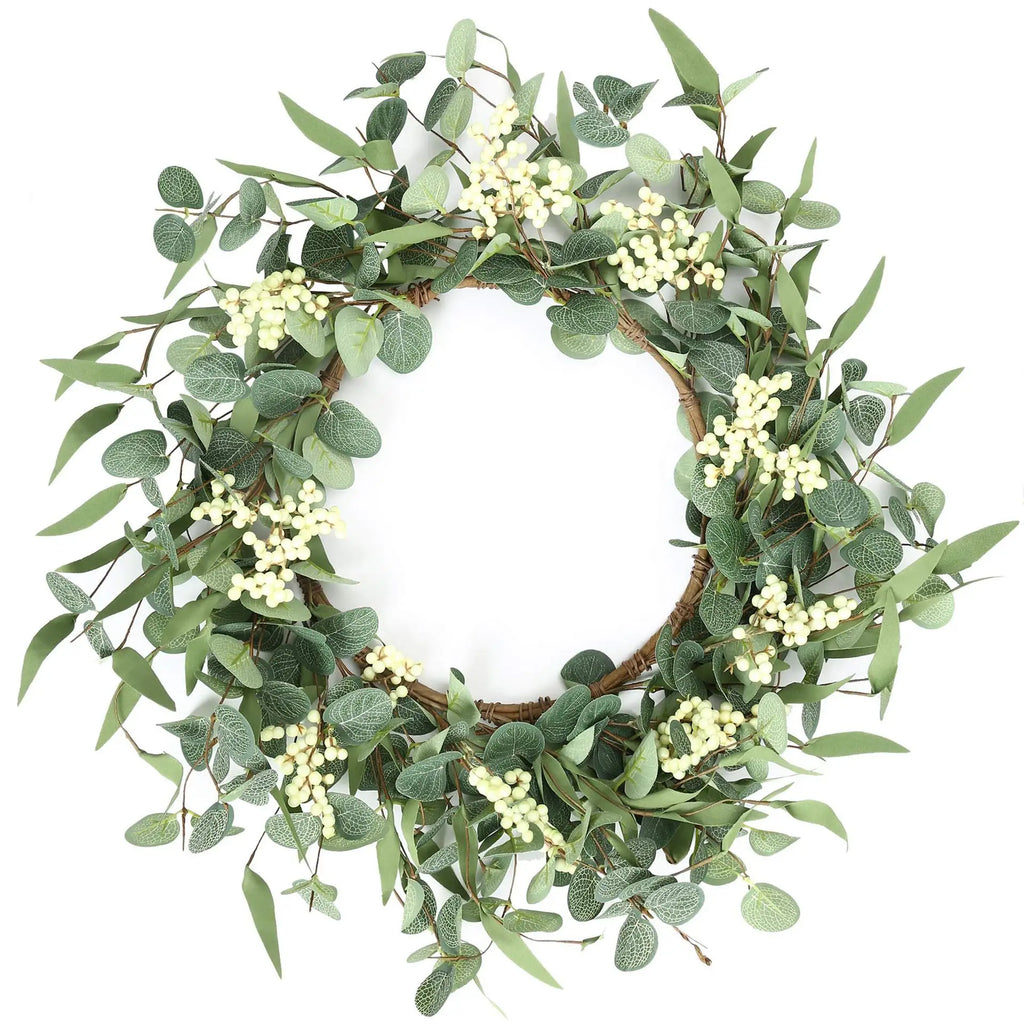 20 Inch Artificial Green Eucalyptus Leaf Wreath