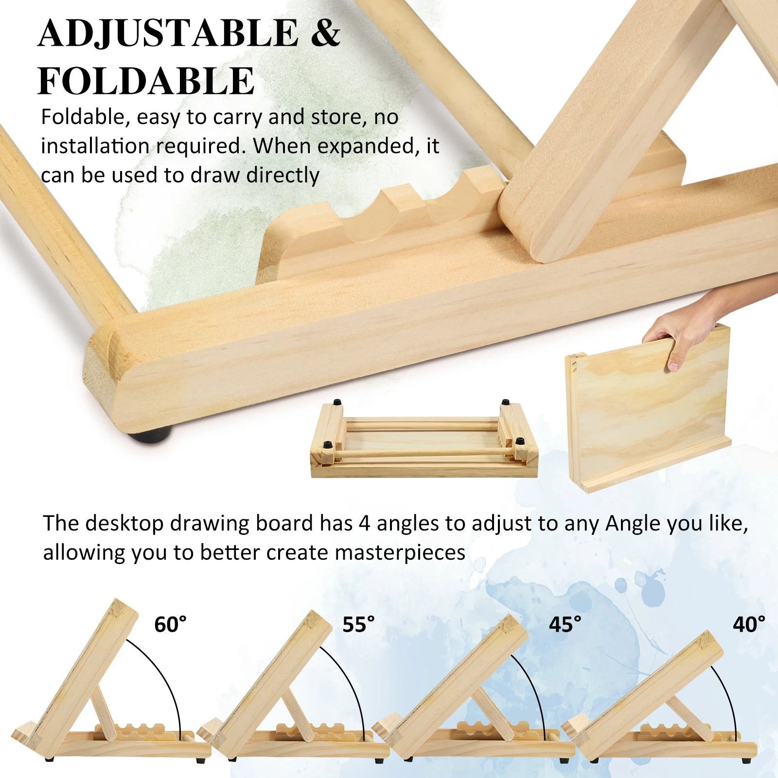 Wooden Easel Stand Foldable Adjustable Drawing Sketching Easel