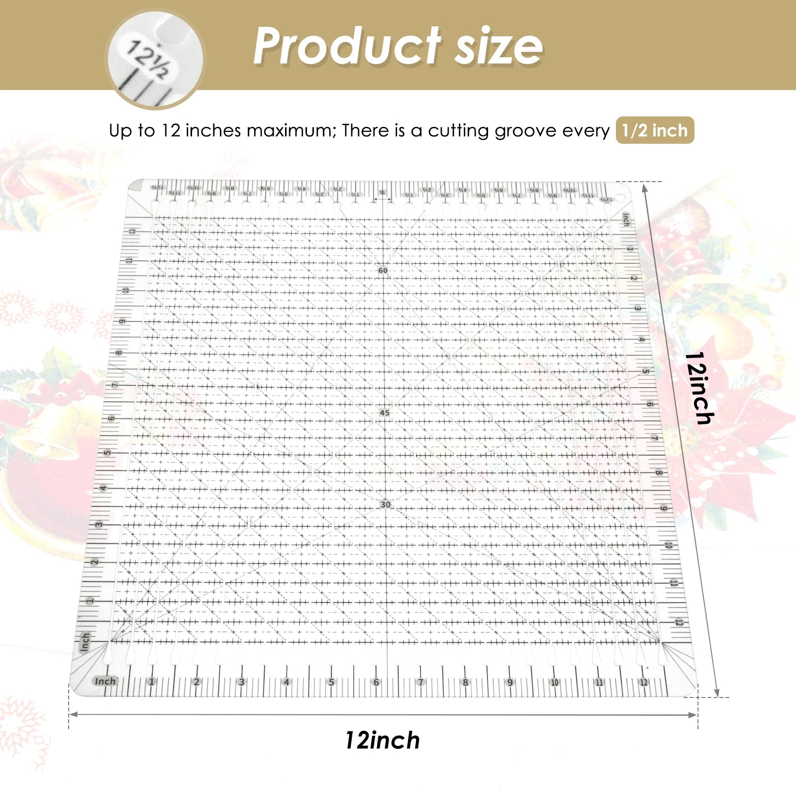 Quilting Ruler 12 x 12 Inches Clear Acrylic Quilting Template