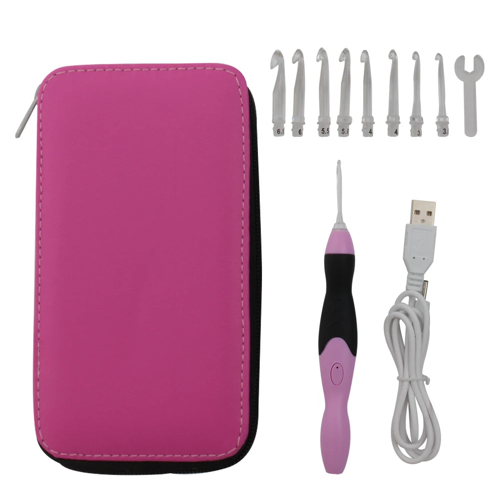 9-In-1 Luminous Led Needle USB Knitting Tool Kit