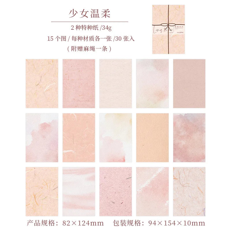 30 Sheets Colorful Texture Material Paper Junk Journal Planner Scrapbooking Paper DIY Craft Paper Background Pad Card Making