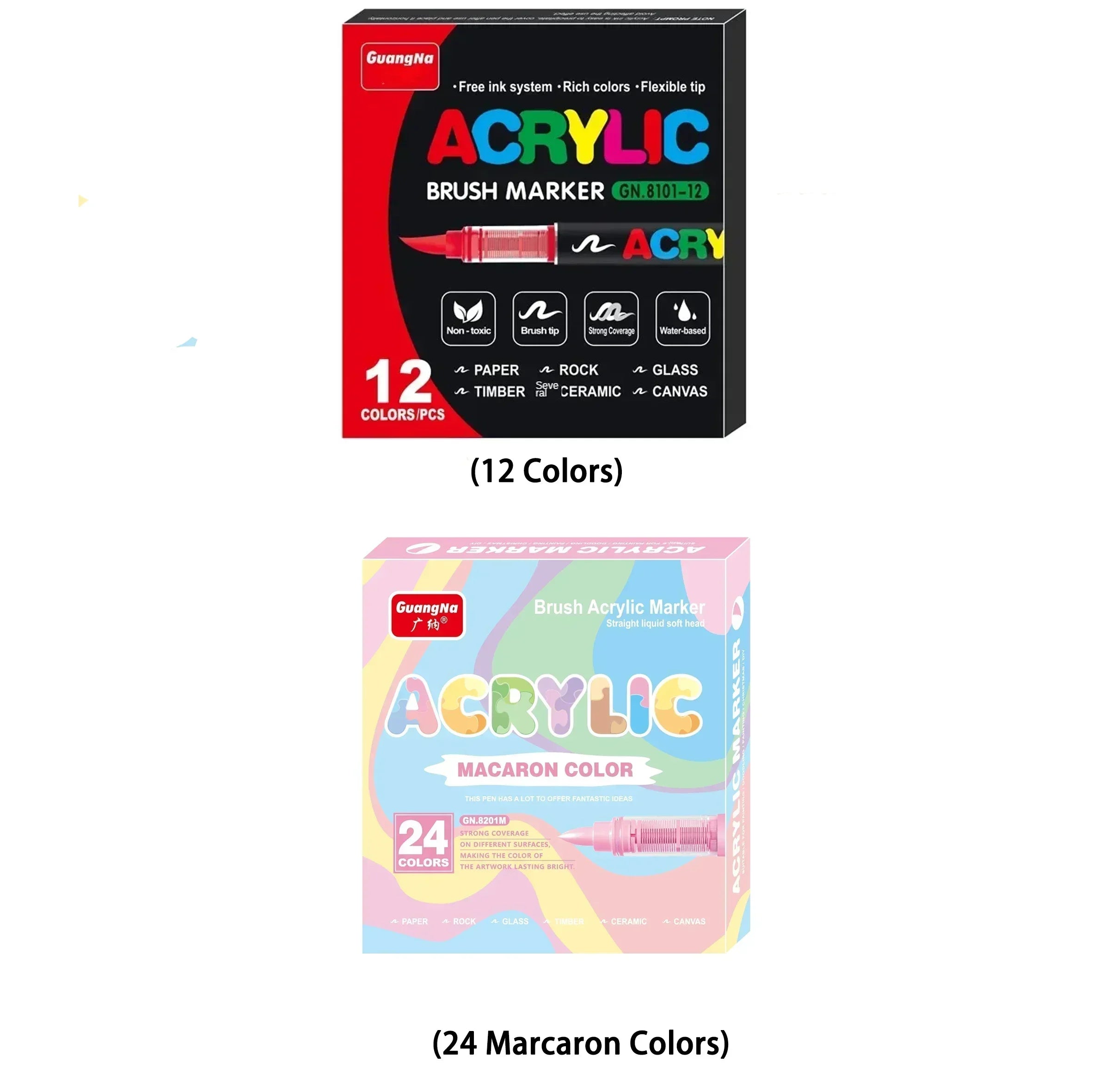 360/12 Colors Acrylic Paint Pens Markers Brush Tip