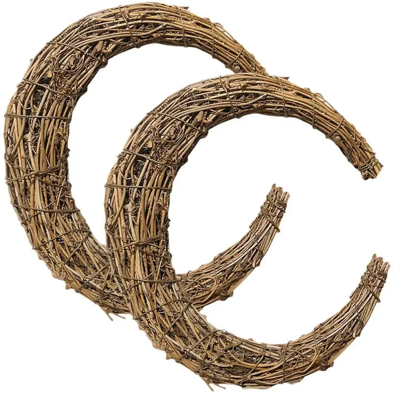 2pcs Vine Wreath Moon Shaped Rattan