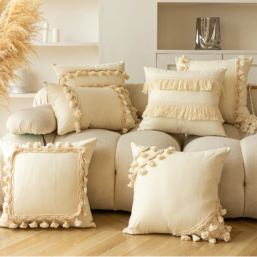 Boho Beige Cushion Cover
