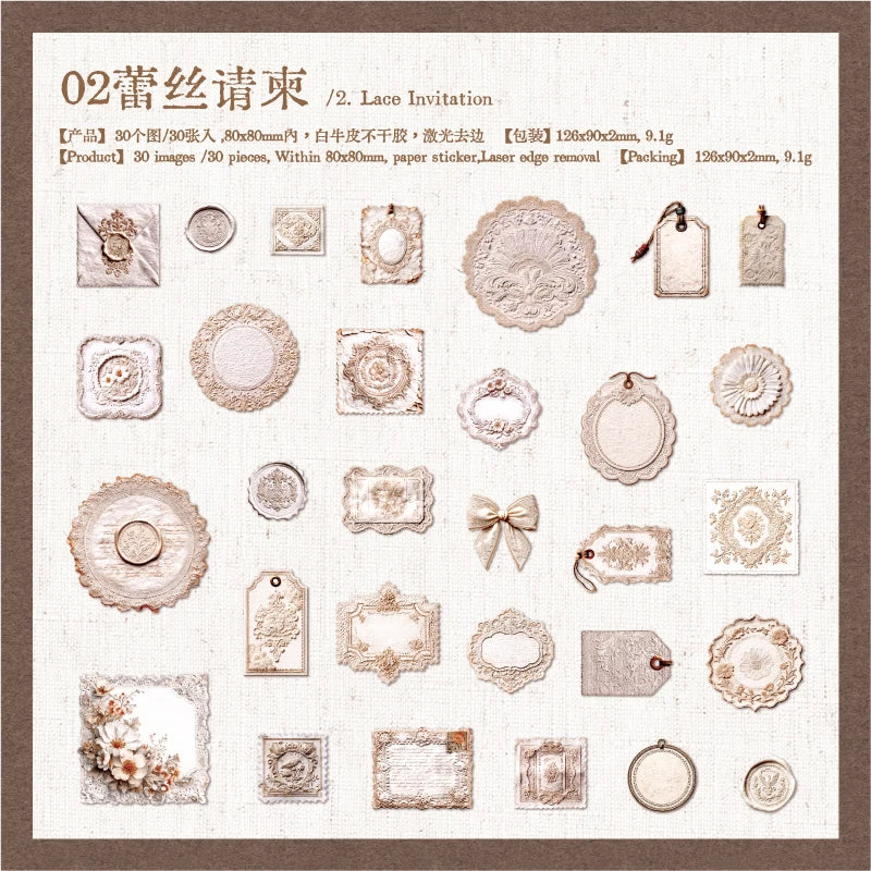 30 pcs/pack Vintage Manor Plants Flowers Stickers