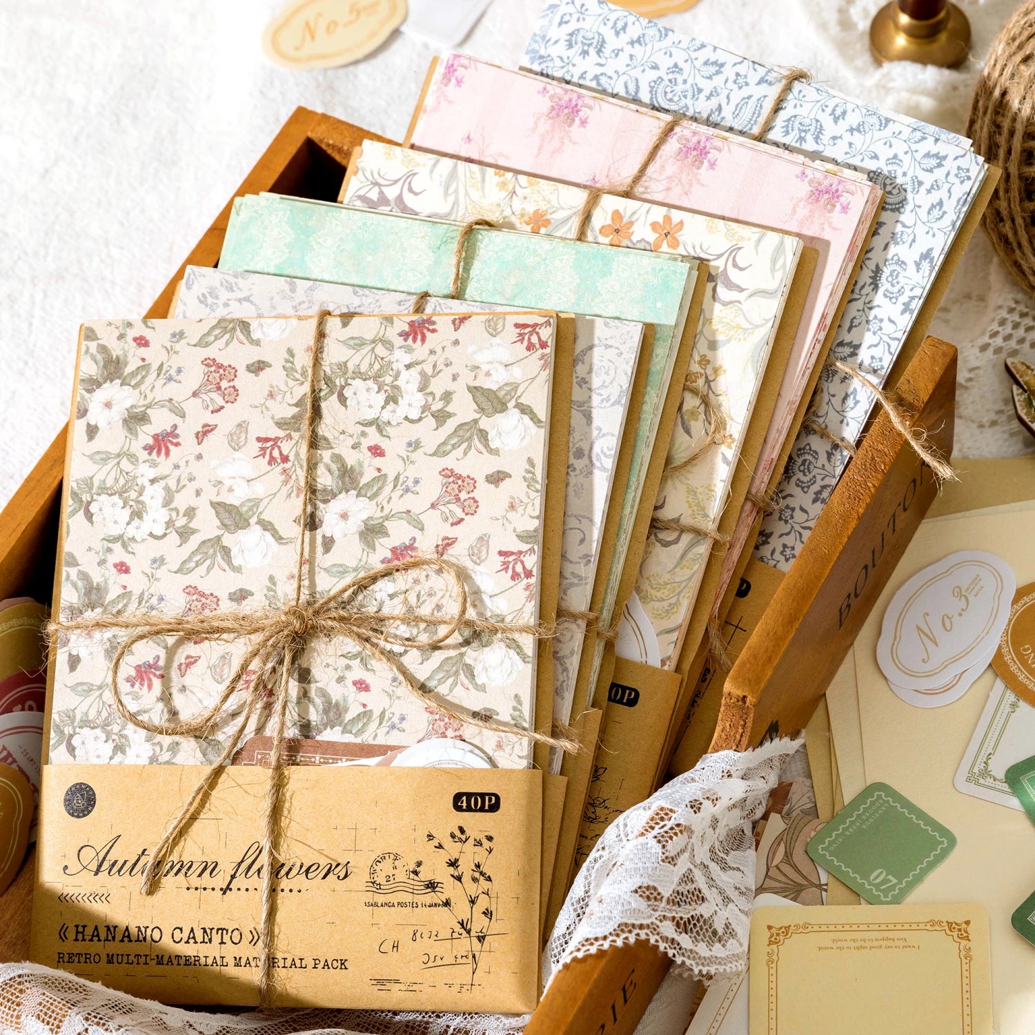 40Pcs Vintage Decorative Collage DIY Craft Background Paper